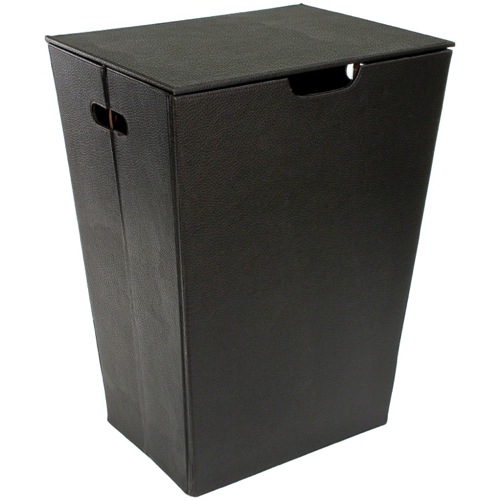 Rectangular Laundry Basket Made From Faux Leather in Wenge Finish Gedy AC38-19